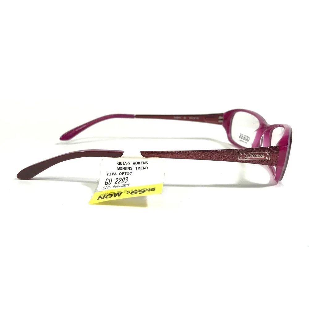Guess Eyeglasses Frames GU2203 BU Red Purple Rectangular Cat Eye 51-15-135